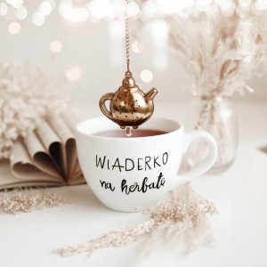 Biały Kubek Porcelanowy 500 ml - Zabawny Napis Wiaderko na Herbatę na Urodziny dla Miłośnika Herbaty