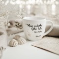 Kubek 300 ml - Masz cukierka tylko babci nie mów - Dziadek Zbliżenie na złote zdobienie na białym kubku porcelanowym Masz cukierka tylko babci nie mów - Dziadek nadzwyczajnie.mom