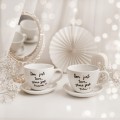 Zestaw 2 białych filiżanek porcelanowych ze spodkami 500 ml - napis dom jest tam gdzie jest tata dom jest tam gdzie jest mama ze złotym sercem dla rodziców na rocznicę ślubu Biały filiżanka porcelanowa nadzwyczajnie.mom ze złotym sercem i napisem filiżanek 500 ml ze spodkami - Dom jest tam,