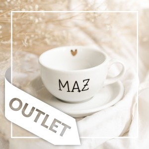 Filiżanka 250 ml ze spodkiem - MĄŻ ZŁOTE SERCE OUTLET