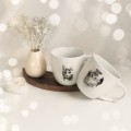Biały kubek porcelanowy 300 ml - grafika zwierzaka dla miłośników zwierząt na urodziny Biały kubek ze złotym zdobieniem nadzwyczajnie.mom Zwierzak na porcelanie — porcelana premium 300 ml