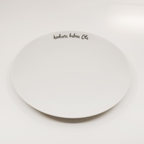 Biały talerz porcelanowy nadzwyczajnie.mom ze złotym zdobieniem i napisem Personalizowany 243/39 outlet — 20 cm
