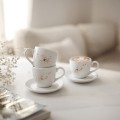 Filiżanka 100 ml espresso ze spodkiem - Nakrapiana złotem Filiżanka porcelanowa ze złotym zdobieniem espresso ze spodkiem - Nakrapiana złotem nadzwyczajnie.mom — widok z boku na