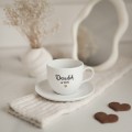 Filiżanka 200 ml ze spodkiem CIENKI RANT - Dziadek od (data) ZŁOTE SERCE Biały filiżanka porcelanowa nadzwyczajnie.mom ze złotym sercem i napisem ze spodkiem CIENKI RANT - Dziadek od (data) — 200 ml