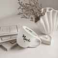 Biały Kubek Porcelanowy 300 ml - Napis Dzień Dobry Myszko ze Złotym Sercem dla Partnerki na Rocznicę Kubek porcelanowy ze złotym zdobieniem Biały Kubek Porcelanowy 300 ml - Napis Dzień Dobry Myszko ze Złotym Sercem dla