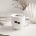 Biały Kubek Porcelanowy 300 ml - Napis Dzień Dobry Misiu ze Złotym Sercem dla Partnera na Rocznicę Biały kubek porcelanowy nadzwyczajnie.mom ze złotym zdobieniem i napisem Biały Kubek Porcelanowy 300 ml - Napis Dzień