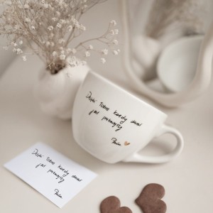 Biały Kubek Porcelanowy z Personalizacją 500 ml - Personalizacja Listu Miłosnego dla Bliskiej Osoby 
