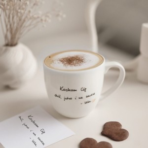 Biały Kubek Porcelanowy z Personalizacją 300 ml - Personalizacja Listu Miłosnego dla Bliskiej Osoby 