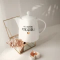 Biały dzbanek porcelanowy 1 litra - motyw złotego serca z napisem Na wspólne poranki dla małżeństwa na rocznicę ślubu 3P4A9206.webp