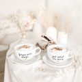 Zestaw 2 białych filiżanek porcelanowych ze spodkami 250 ml - Jedyną miarą miłości jest miłość bez miary na rocznicę ślubu dla pary Eleganckie opakowanie prezentowe filiżanki porcelanowej ze złotym zdobieniem nadzwyczajnie.mom — filiżanek 250 ml ze