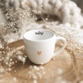 Biały kubek porcelanowy 300 ml - napis radość ze złotym sercem dla przyjaciółki na urodziny Biały kubek porcelanowy nadzwyczajnie.mom ze złotym sercem i napisem Radość — 300 ml