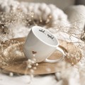 Biały Kubek Porcelanowy 300 ml - Napis Wdech Wydech i Złote Serce dla Miłośników Jogi na Urodziny Biały kubek porcelanowy nadzwyczajnie.mom ze złotym sercem i napisem Biały Kubek Porcelanowy 300 ml - Napis Wdech Wydech i