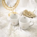 Biały kubek porcelanowy 300 ml - napis mąż ze złotym sercem dla męża na rocznicę ślubu Personalizowany kubek porcelanowy ze złotym sercem jako idealny prezent — porcelana premium nadzwyczajnie.mom