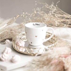 Biały kubek porcelanowy 300 ml - napis hej piękna na urodziny dla niej