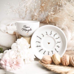 Biała Filiżanka Porcelanowa z Personalizacją 250 ml - Imiona Dzieci dla Nauczycielki na Każdą Okazję